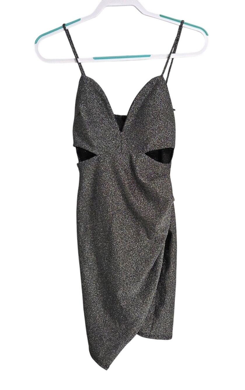 Windsor black & silver shiny cocktail above knee dress size M